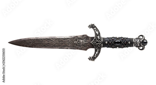 Foto Gothic dagger with jewel encrusted handle and skull carvings