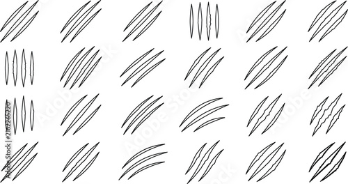 Scratch Claw Mark Line Collection with Sharp Slash Effect Elements