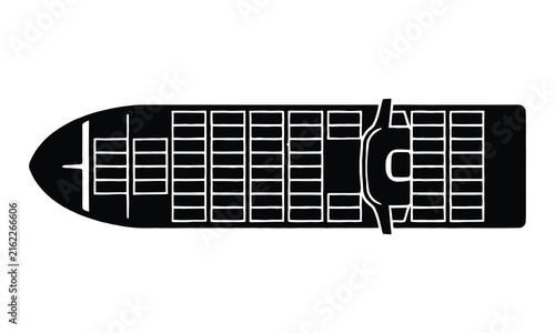 Top View Passenger Boat Silhouette Vector – Vessel Deck Plan Illustration