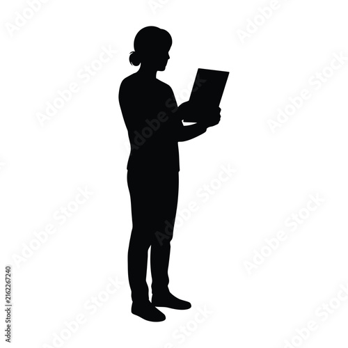 Foto Person Holding Open Laptop Transparent Background Silhouette
