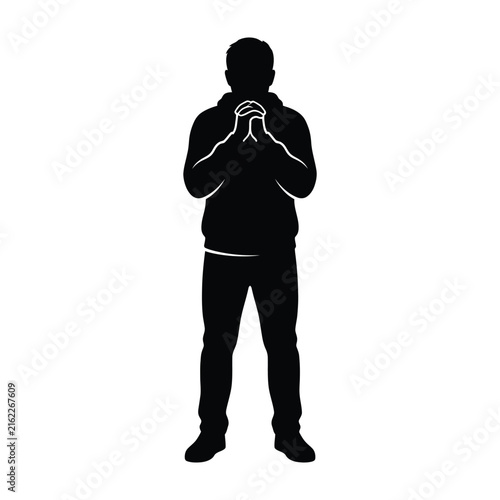 Foto Person Silhouette Standing With Hands Clasped Together