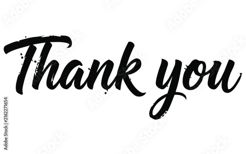 Принти на полотні A handwritten style thank you text isolated on a white background for cards and