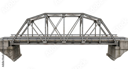 Картината върху платно Old steel truss bridge with concrete abutments and stone foundations