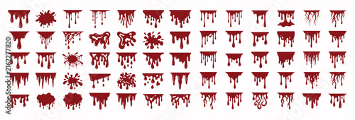 Blood Drip Splatter Horror Stain Vector Elements Collection