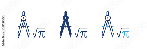 Photography Math compass square root pi geometry vector icon set