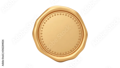 Gold vintage wax seal stamp vector illustration for certificates and invitations on Transparent