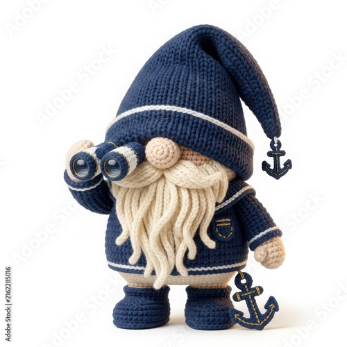 Charming Nautical Santa Doll with Binoculars and Anchor Charm