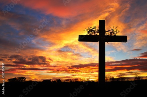 Cross With Crown of Thorns Silhouette