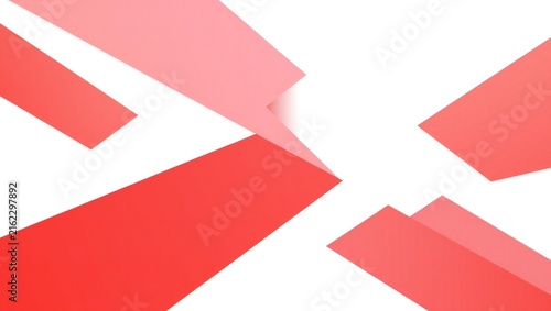 Abstract geometric composition with diagonal red paper shapes and layered shadows
