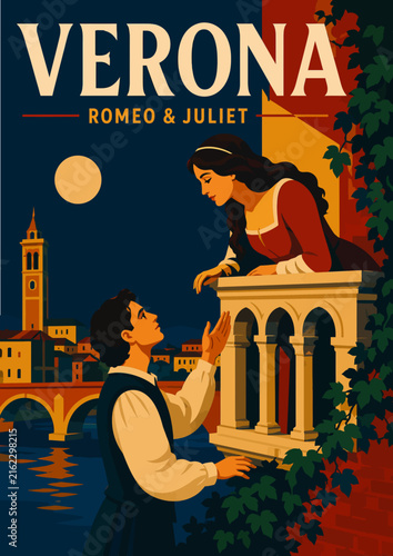 098-43-Romeo serenading juliet on her balcony under moonlight in Verona