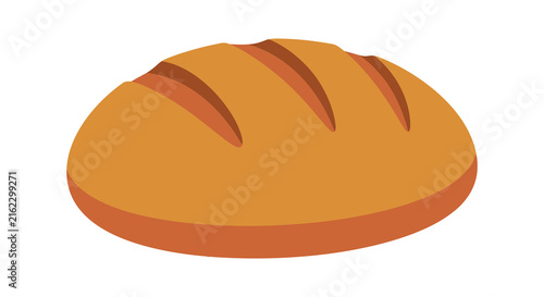 A golden brown loaf of bread is depicted in a flat vector illustration