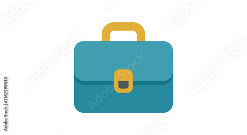 Blue briefcase icon with yellow handle and latch set against a white background