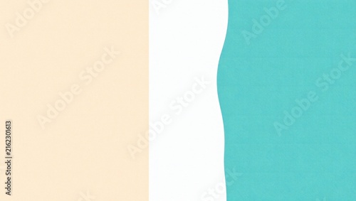 Abstract background with cream and turquoise paper layers and a curved wave shape