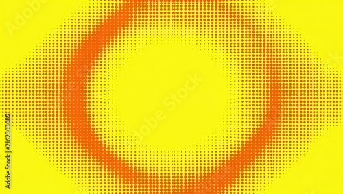 Abstract eye shape made of yellow and orange halftone dots