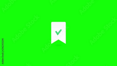 Green Screen Bookmark Icon Animation with Checkmark.