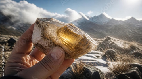 Topaz sunbeam trapped within rough quartz discovered on -05-09 gigapixel high-fidelity v2-6x
