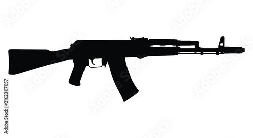 Cuadro en lienzo Assault rifle weapon in black silhouette against a white background silhouette