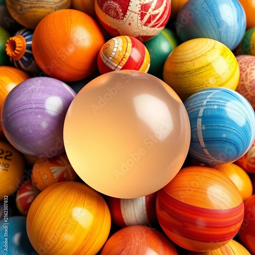 Round and textured, each ball's unique paneling on display, texture, color