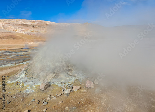 Obraz na plátně Steaming Fumarole Vent at Hverir Geothermal Area