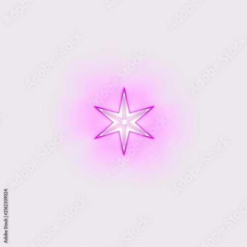 Shining bright pink star set against pure white background, element, pattern