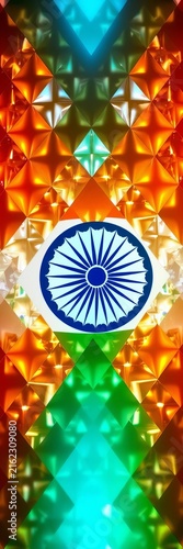 Shimmering triangles of diamonds forming Indian flag pattern, shine, sparkle