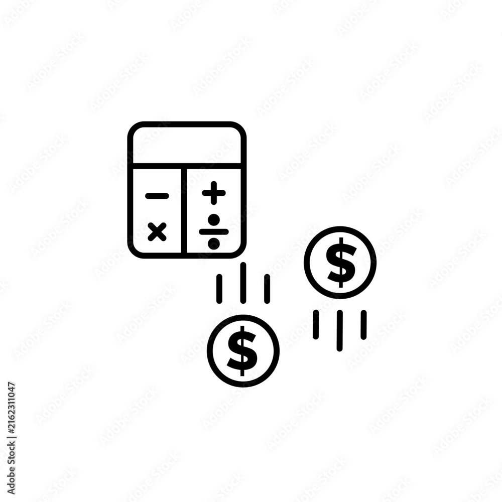 Fototapeta premium Calculator and Dollar Coins Financial Icon