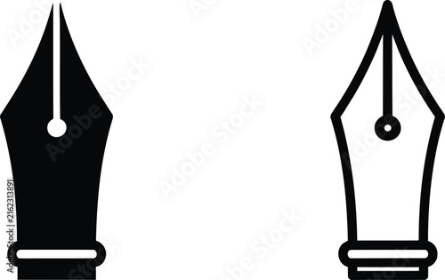 Pen Nibs with Ink Dots on Minimalist Design Featuring Flat Vector, Illustration, Graphic with Copy