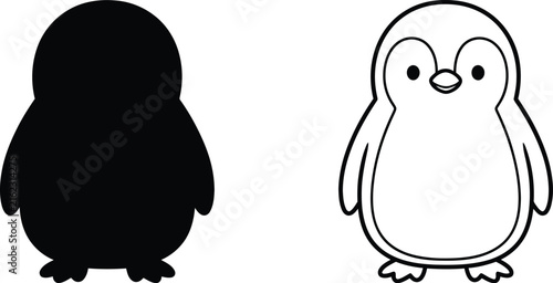 Penguin Vector Illustration with Black and White Designs