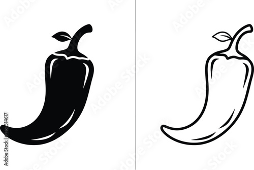 Pepper Illustration with Two Different Shapes and Styles