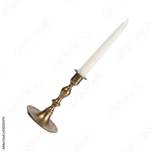 Brass Taper Candlestick Isolated