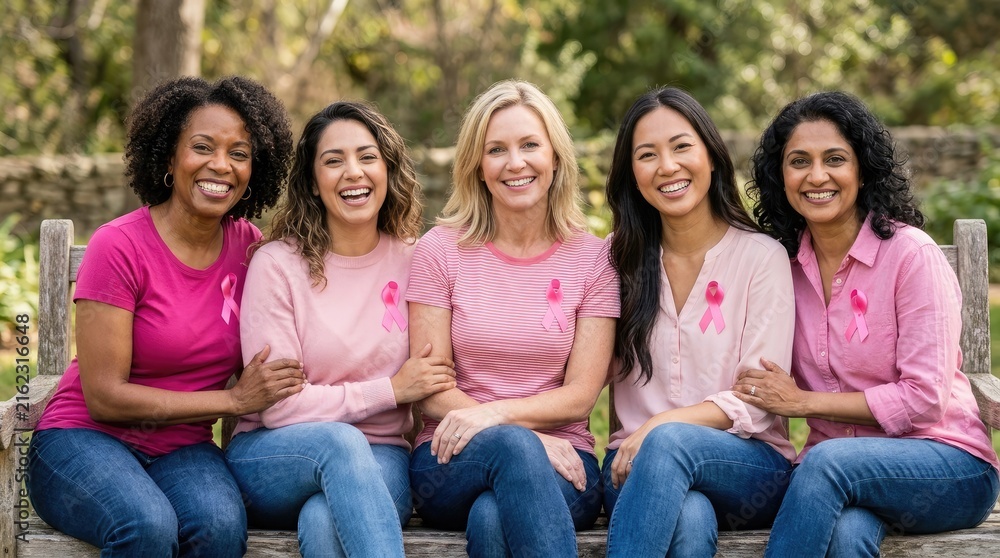 Fototapeta premium Supporting breast cancer awareness month empowering women through early detection research funding and promoting hope for a future free from this disease