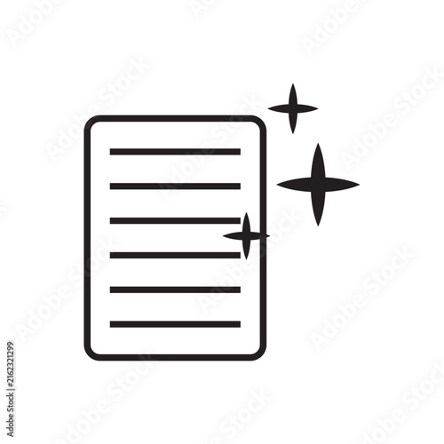 PrintDocument with Sparkle Stars Line Icon for AI Content Generation Vector