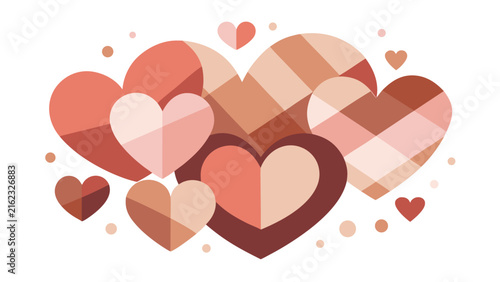 Editorial group of layered hearts with check pattern vector illustration valentines checkered affection illustration background abstract creative decoration vector illustration