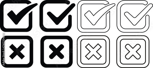 Checkmark and cross checkbox icons for user interface web forms