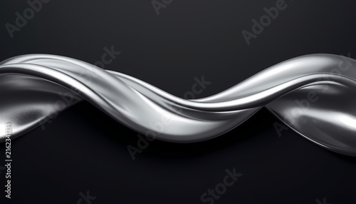 Obraz na plátně A sleek silver wave design against a dark background