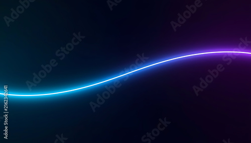 A vibrant neon light curve glowing in the dark with a beautiful gradient of blue and purple hues.
