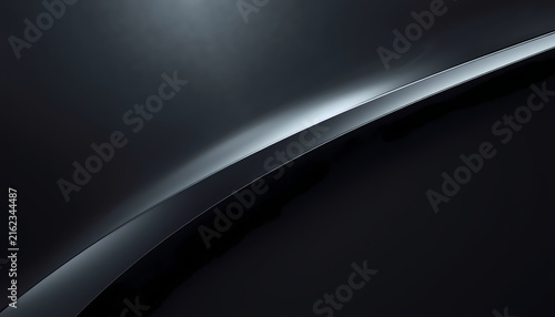 Canvastavla A sleek, curved metallic surface shines brightly against a dark background with a spotlight