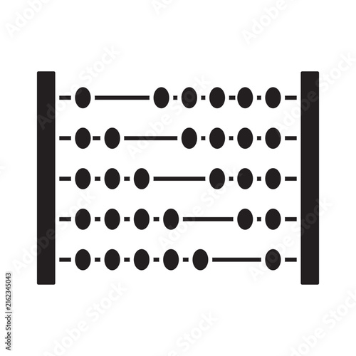 Canvastavla Black silhouette icon of a traditional wooden abacus with beads on rods