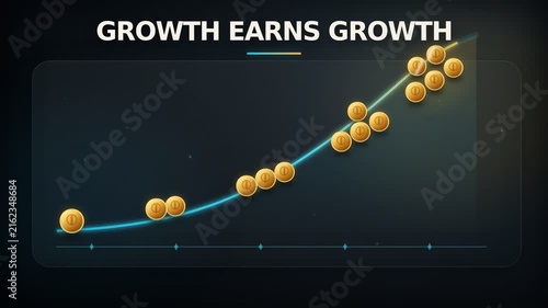 Animated Graph Showing Financial Growth and Accumulation of Coins Over Time
