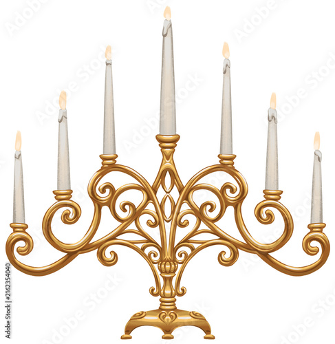 Canvastavla Vintage Golden Candelabra