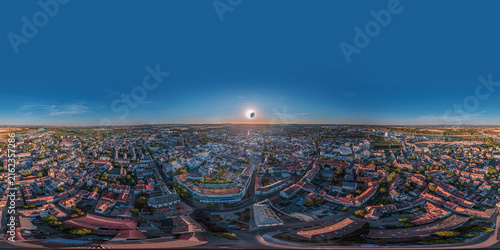 Worms Germany During a Solar Eclipse 2026 Equirectangular Aerial VR Panorama