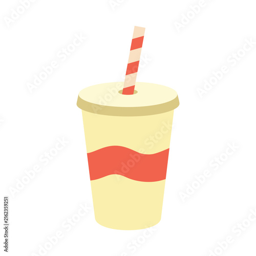 paper cup straw fast food flat icon