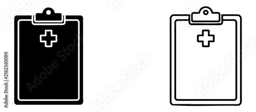 Clipboard Icons Set with Medical Cross Symbol. Flat Vector Illustration Design
