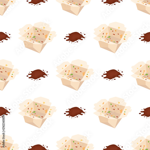 takeout box and soy sauce seamless pattern