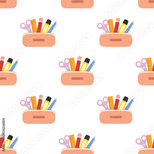 pencil case stationery school seamless pattern