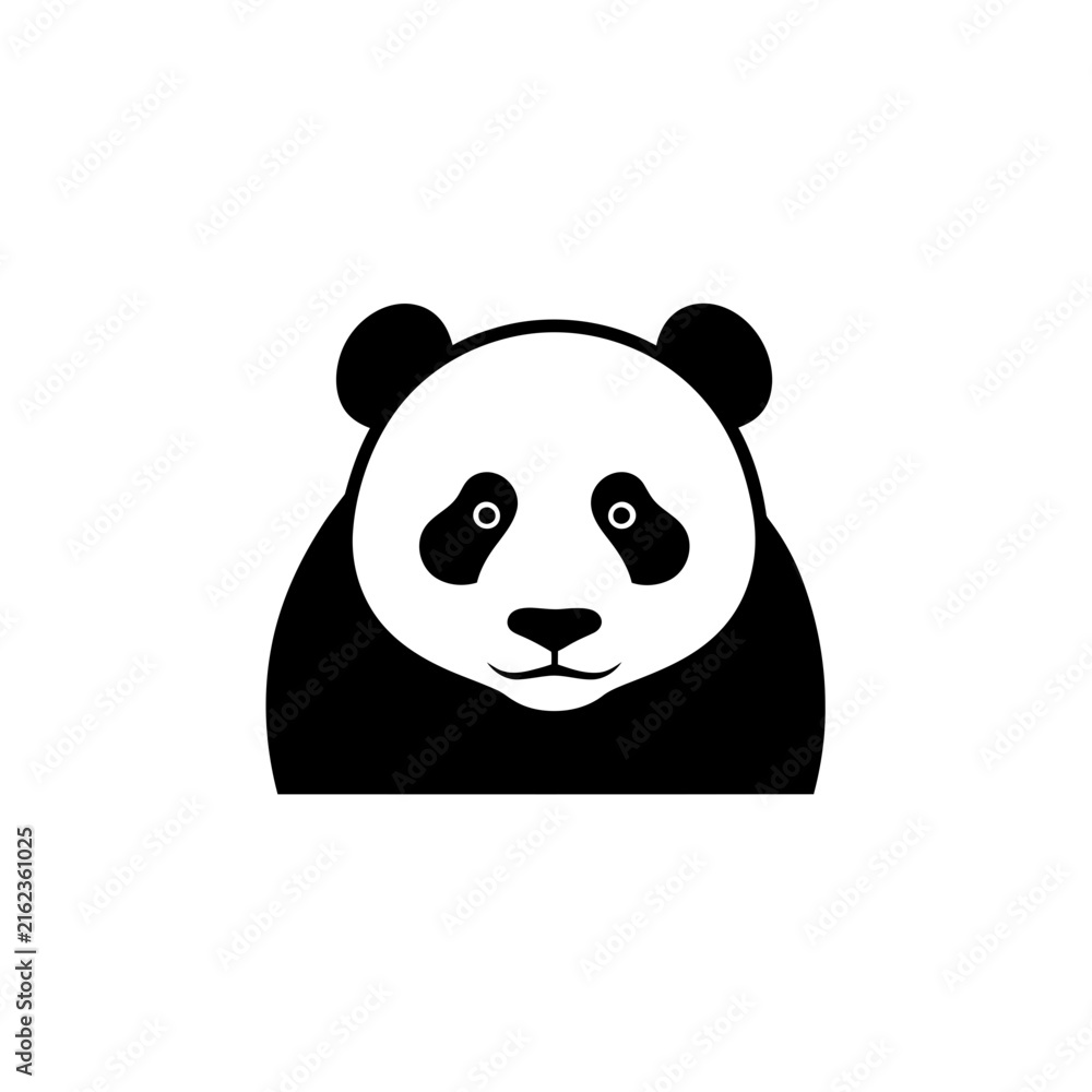 Fototapeta premium Cute Panda Bear Face Icon, Isolated Vector Graphic
