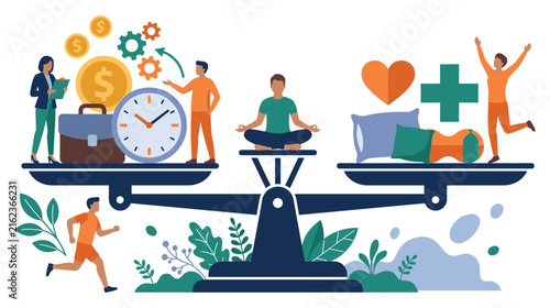 Canvas Print Work life balance scale health wealth mind zen icon.