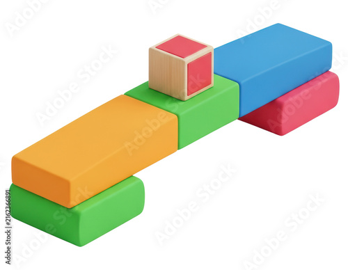 Colorful toy building blocks for child education isolated with transparent background