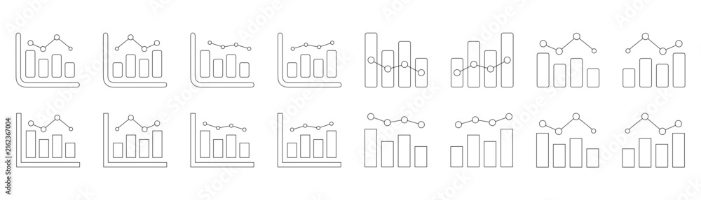 Obraz premium BUSINESS ANALYTICS BAR CHART AND LINE GRAPH ICON SET