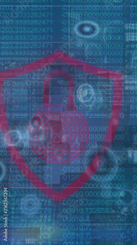 Animation of data processing over security padlock